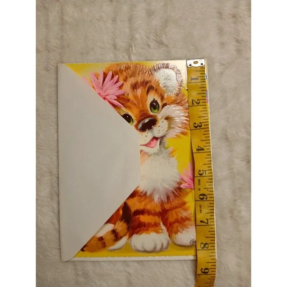 Vintage Coby Greeting Card Large Baby Tiger Get Well  Beautiful Condition Retro - Picture 3 of 6